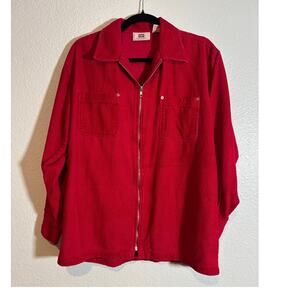 Vintage 90s Faded Glory Women's Size Small Red Corduroy Cotton Zip-Up Jacket